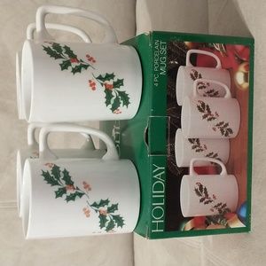 Holiday 4 Piece Porcelain Mug Set